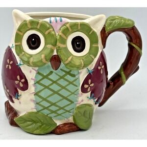Pier One Imports Hand Painted Cup 24oz Dolomite OLLI THE OWL Lg Coffee Mug